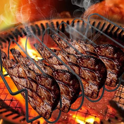 Soportes para costillas de barbacoa para parrillas, soportes metálicos antiadherentes para filetes, accesorios para parrillas de hierro (1/5)