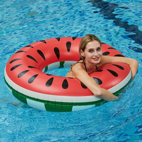 Anneau de natation pastèque melon anneau de natation rouge anneau de natation anneau d'eau coussin d'air jouet d'eau piscine coussin flottant 1 pièce, rouge, diamètre 70cm (1/4)