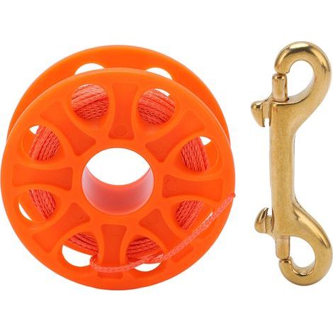 30-m-Tauchrolle mit Fingerspule und doppelter Klemmflansch, fluoreszierend orangefarbene Schnur, orange (1/5)