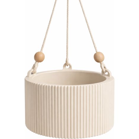 Soporte colgante para plantas, color beige, estilo bohemio, maceta escandinava.