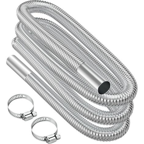 Tuyau d'échappement flexible 300 cm en acier inoxydable 304 – Diamètre 25 mm – Avec 2 colliers pour chauffage diesel et générateurs (1/5)