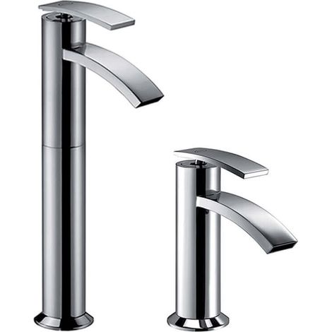 Set miscelatori lavabo alto + bidet Jacuzzi  rubinetteria Ray ottone cromato per piletta click clack