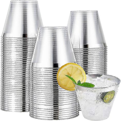Lot de 100 gobelets en plastique de 265 ml (9 oz) avec rebord décoratif (1/5)