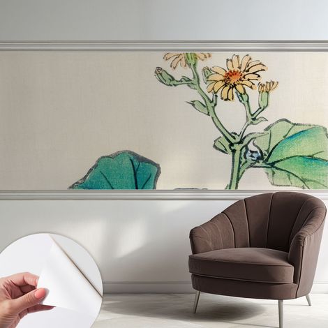 Fotomurale adesivo - Carta da parati adesiva - per la cucina camera da letto per la soggiorno - Fiore e foglie 250x104 cm (1/5)