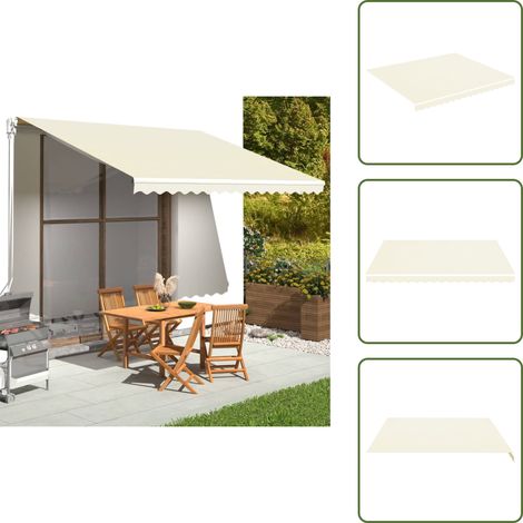 Tissu de remplacement pour auvent Crème 4x3,5 m - Tissu D'ombrage - Auvent De Jardin - Toile D'extérieur - Protection Solaire - Parasol De Terrasse (1/5)