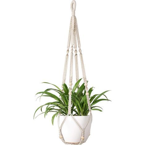 Pot Suspendu Indoor Suspension Plante Panier Pot de Fleur Corde de Coton avec Perles Pas de Glands, 35 Pouces (1/5)