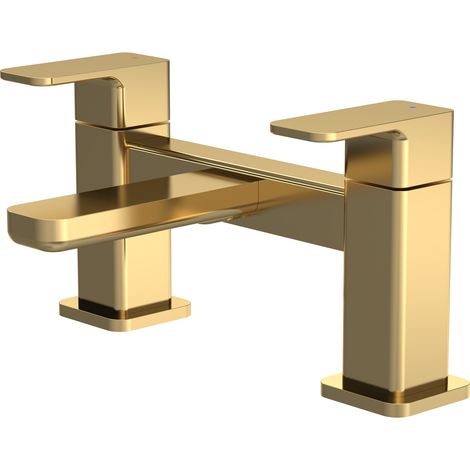Nuie Windon Pillar Mounted Bath Filler Tap - Brushed Brass (1/4)