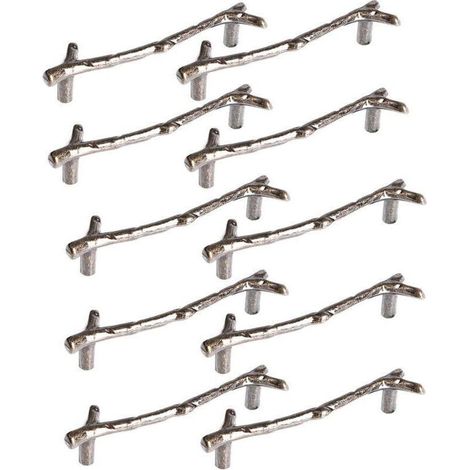 10x Poignée Meuble en Forme de Branche 128mm Poignées Armoires en Alliage de Zinc avec Vis Bronze (1/5)