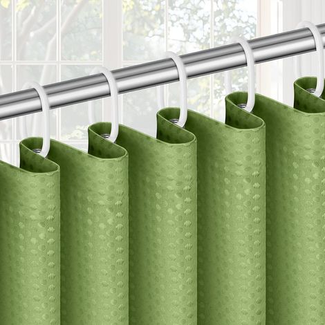 Gaufre Rideaux Baignoire Tissu, 180X180 CM Rideau Salle de Bain Baignoire en Polyester, Rideau de Douche avec 12 Crochets, Imperméable Anti-Moisissures pour Salle de Bain, Chambre, Vert (1/5)