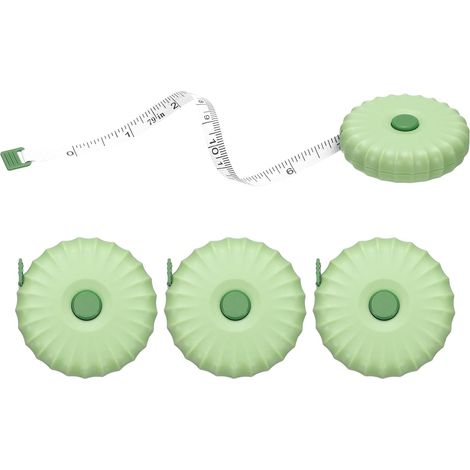 4Pcs Mètre Ruban Souple 79" Double Échelle Rétractable Mini Mètre Ruban Cartoon Mignon Pour Couture Artisanat Tissu Tailleur Perte De Poids Mesures Corporelles, Vert (1/5)