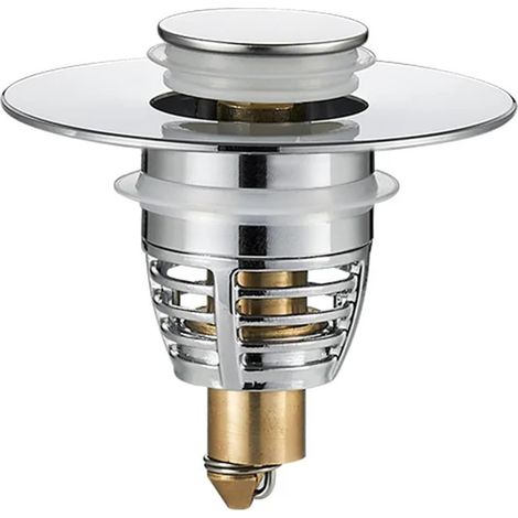 Bouchon de lavabo - bouton-poussoir - universel - pour bonde (1/5)