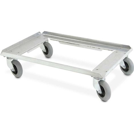 BRB Flüsterroller Edelstahl Transportroller, geräuscharm, für Behälter 600x400 mm/Eurokästen/Bäckerkörbe