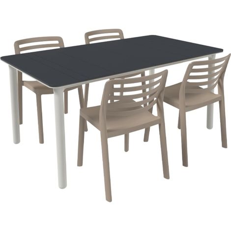 Set 4+1 sillas-mesa exterior antracita - arena NOA160-WIND garbar
