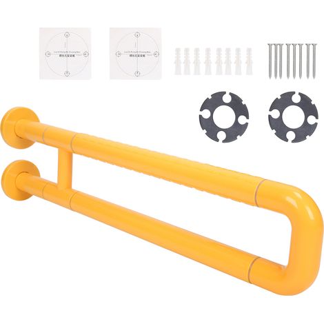 Barre d'appui WC en U antidérapante acier inoxydable, aide à la toilette pour personnes âgées, maintien stable salle de bain, pack de 1, sécurité seniors, support mural et sol. (1/5)