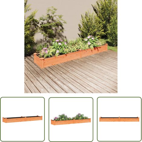 The Living Store Lit surélevé de jardin doublure 240x45x25 cm bois massif sapin - Lit Surélevé - Jardin - Bac À Plantation - Potager - Bois Massif (1/5)