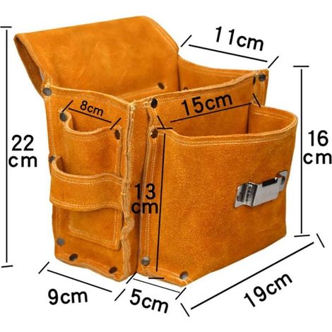 Multifunktionale Werkzeugtasche/Gürteltasche, verdickte Werkzeugtasche/Hüfttasche aus strapazierfähigem Rindsleder, Werkzeugaufbewahrung