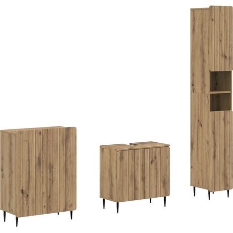 3 Piece Bathroom Cabinet Set ZWOLLE Artisan Oak Engineered Wood vidaXL (1/5)