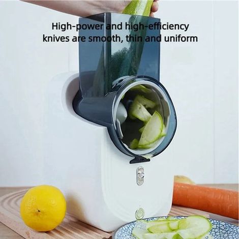 1 ensemble. Couleur : Vert. Matériau : Plastique. Coupe-légumes électrique rechargeable multifonctionnel pour la cuisine.