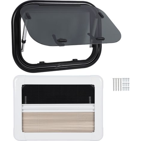 Fenêtre coulissante en verre trempé pour camping-car, 16x12 pouces, ouverture de Protection UV avec rideau solaire en maille pour caravanes, camping-cars, remorques (1/5)