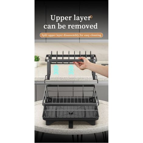 Egouttoir à Vaisselle Lourd et Robust - Rangement de Cuisine avec Évacuation d'Eau - Séchage Rapide - Plan de Travail (1/5)