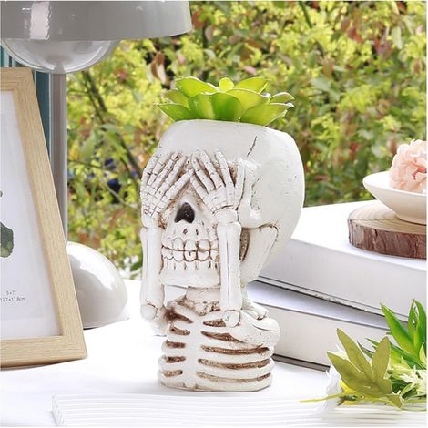 Réplique 1 pièce d'un ancien crâne humain, le pot de fleurs est une statue de crâne humain (aucune mention d'indécence), gothique d'Halloween (1/5)