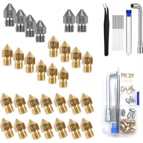 :42-teiliges Düsenset, 0,4 mm Präzisionsmessing-Düsen für Ender 3 V2, Ender 3 Pro und CR 10 Series 3D-Drucker (1/5)