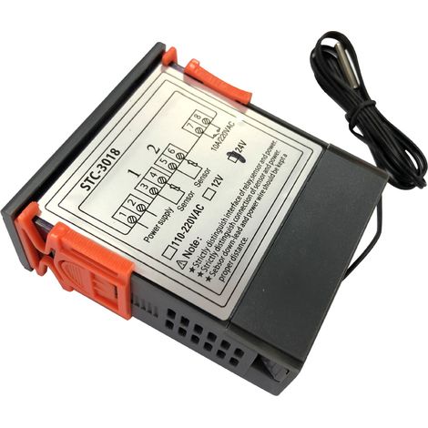 Thermostat Digital STC-3018, Contrôleur de Température LED avec NTC (1m), ABS, -50℃ à 120℃, 24V (1/4)