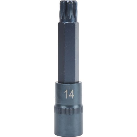 Embout tournevis S2 1/2'' X100mm M14, douille de vissage hexagonale, accessoire de perçage robuste, lot de 1, pour visseuse électrique, usage professionnel et bricolage. (1/5)