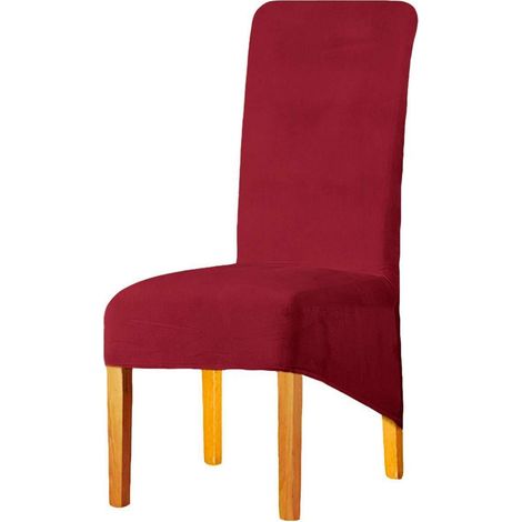 Stuhlbezüge XL Rot 2er Set Samt Stretch für Esszimmerstühle (1/5)