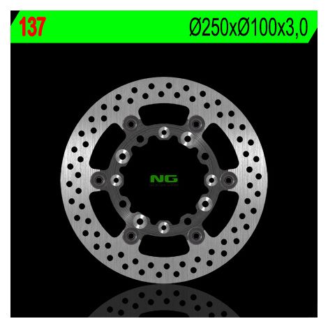 DISCO DE FRENO DELANTERO NG KAWASAKI KX 125/250 '89-'05, KLX 250/300/650R '93-'07, SUZUKI RMZ 250 '04-'06 (FLOTANTE) (250X100X3) (4X6.5MM) FLOTANTE