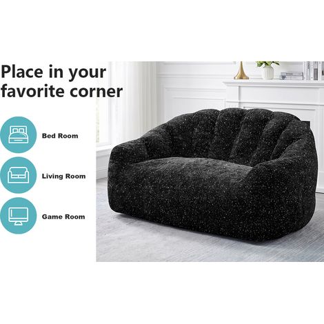 Sitzsack-Sofa mit Armlehne, 140 x 98 x 61 cm, schwarz, Flanellstoff, ohne Montage, OKMYHOME (1/5)
