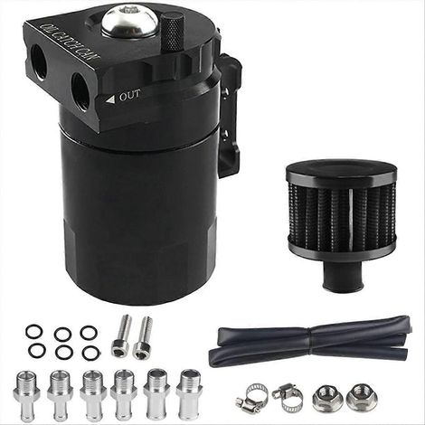 Filtre à air séparateur d'huile universel 300ml pour voiture noire, bidon respirant compatible moteur essence et diesel (1/5)