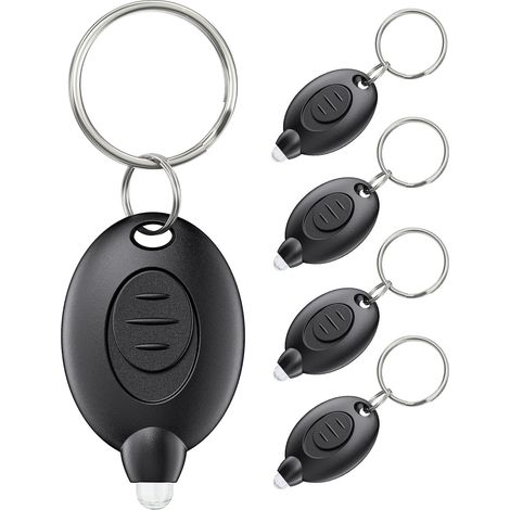 Lot de 5 Mini Lampe Porte Clés LED 12 Lumen Portable Ultra Lumineux Batterie Alimentée Torche Porte Clé pour l'Extérieur Camping Fête Randonnée et Eclairage d'Urgence, Coque Noire [Classe énergétique (1/4)