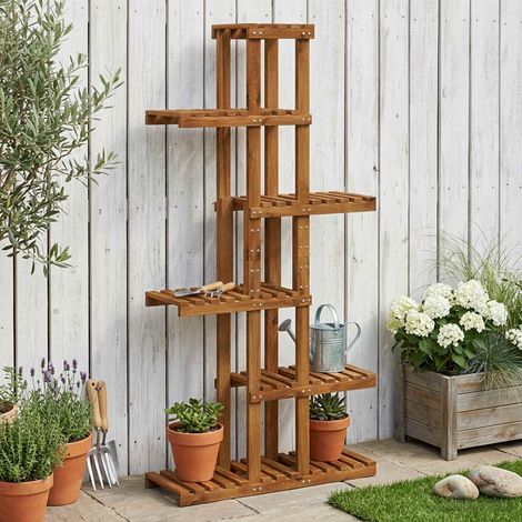 vidaXL Soporte de plantas Natural 68 x 23,5 x 140 cm (1/5)