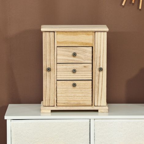 Schmuckkästchen aus Holz, 4 Ebenen, integrierter Spiegel, Braun, 26,5 x 16 x 33,5 cm (1/5)