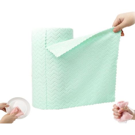 Chiffon Microfibre - Rouleau de 30 Pièces - 30 x 30 cm - Pour Cuisine et Entretien Domestique - Vert (1/5)