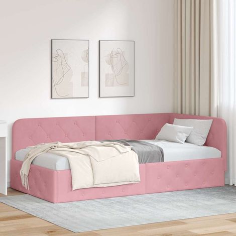 Eckbettgestell Rosa 100 x 200 cm Samt (1/5)