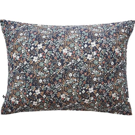 ADONIS - Taie d'Oreiller 50x70cm Gaze de Coton Coloris Bleu Motifs Fleurs (1/3)