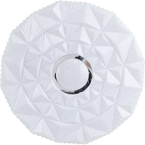 Lámpara de techo decorativa para salón o dormitorio, formas triangulares, blanca, redonda, Ø27cm, color neutro, LED, 12W, KELMI Italux (1/5)