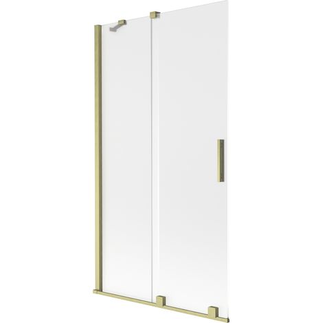 Mexen Velar Duschabtrennung 2-flügelig, verschiebbar 100 x 150 cm, mattiert, gebürstet gold - 896-100-000-31-55 (1/2)