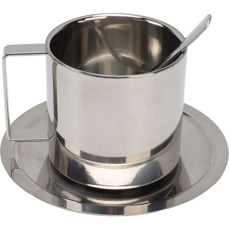 Ensemble de tasses à café en acier inoxydable à double paroi antirouille, style moderne, pour latte, cappuccino et thé, idéal pour la maison, le bureau, les cafés et le camping (260 ml). (1/5)
