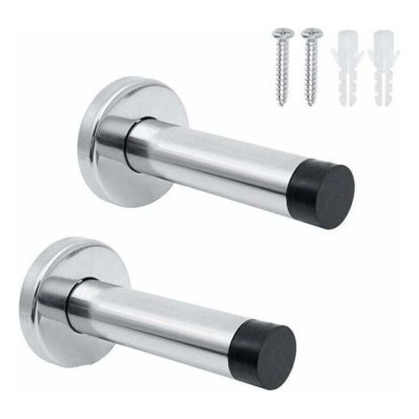 2 Pcs Butée De Porte Intérieure En Acier Inoxydable, Butée De Porte Murale Insonorisée, Arret Porte Murale，Livré Avec Des Vis De Montage Et