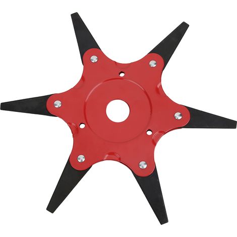 Tête de coupe à 6 dents, lames en acier, rasoir, tondeuse à gazon, coupe-bordures, rouge (1/5)