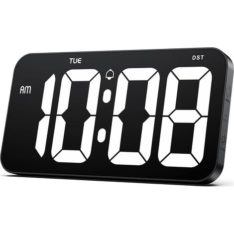 Grande horloge murale numérique avec d'énormes chiffres clairs de 10,2 cm – Horloge numérique pour mur avec heure d'été, gradation automatique, semaine, 12/24 heures (pas une horloge à pile) (1/5)