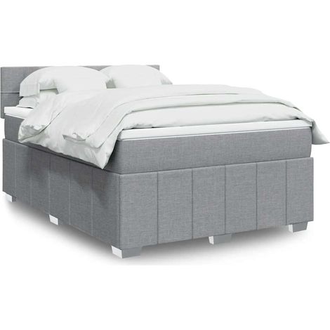 Boxspringbett mit Matratze Hellgrau 160x200 cm Stoff