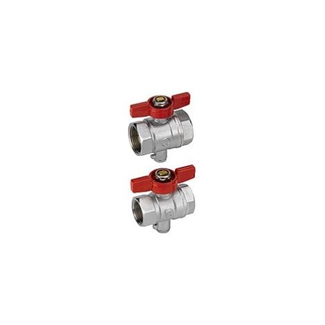Vanne à boule avec poignée à ailettes, avec écrou fixe et raccord pour sonde de mesure 1" x 1" 65 mm appareils hydrauliques
