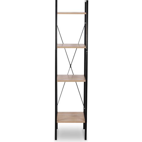 Mensola da terra in metallo e legno con 4 ripiani, marrone nero modello 190000581
