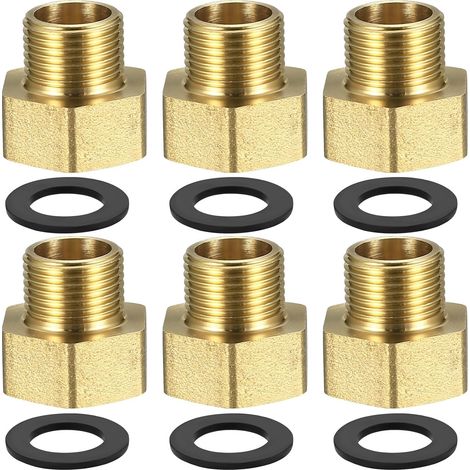 6 Pcs Reduction 3/8 Male 1/2 Female Adapter, 1/2 Inch Female to 3/8 Inch Male BSP Brass Thread, Brass Hexagonal Nipple Reduced for Pipe Connection Conversion (1/5)