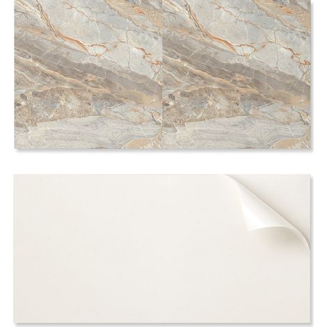 Azulejos de vinilo autoadhesivos para ba帽o con estampado, dise帽o de m谩rmol veteado, 10x40x20 cm