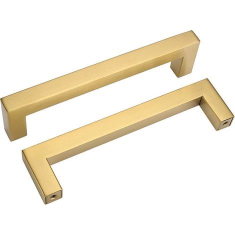 Vergoldete Küchenschrankgriffe, 128 mm Lochabstand, Edelstahl, 10er-Packung, inklusive Schrauben (1/5)